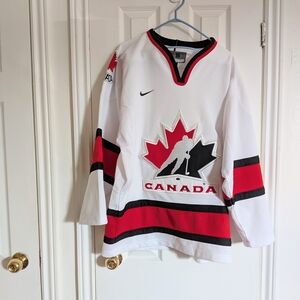 Nike Team Canada White Hockey Jersey with Red & Black Accents